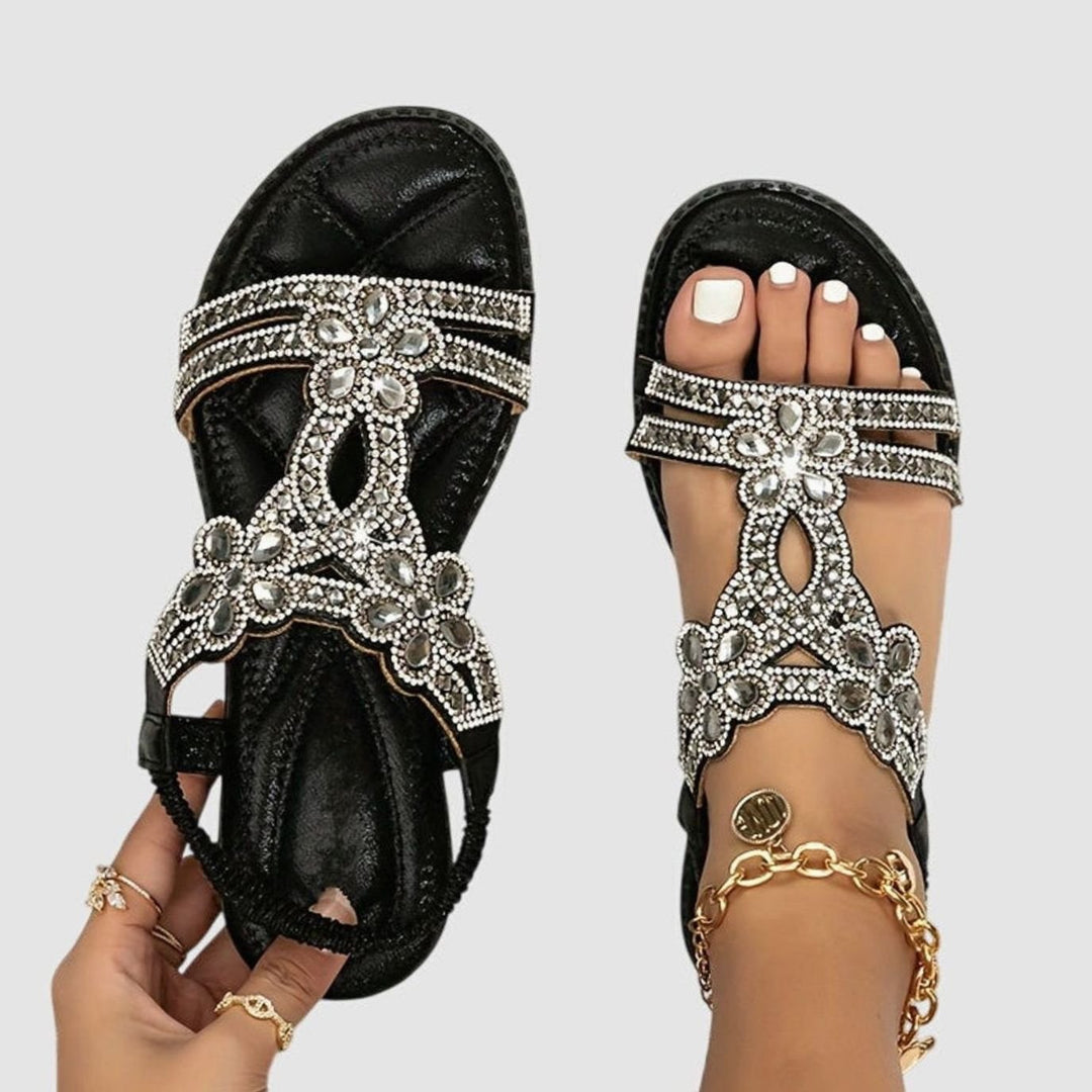 Women's Rhinestone Flat Slingback Orthopedic Sandals