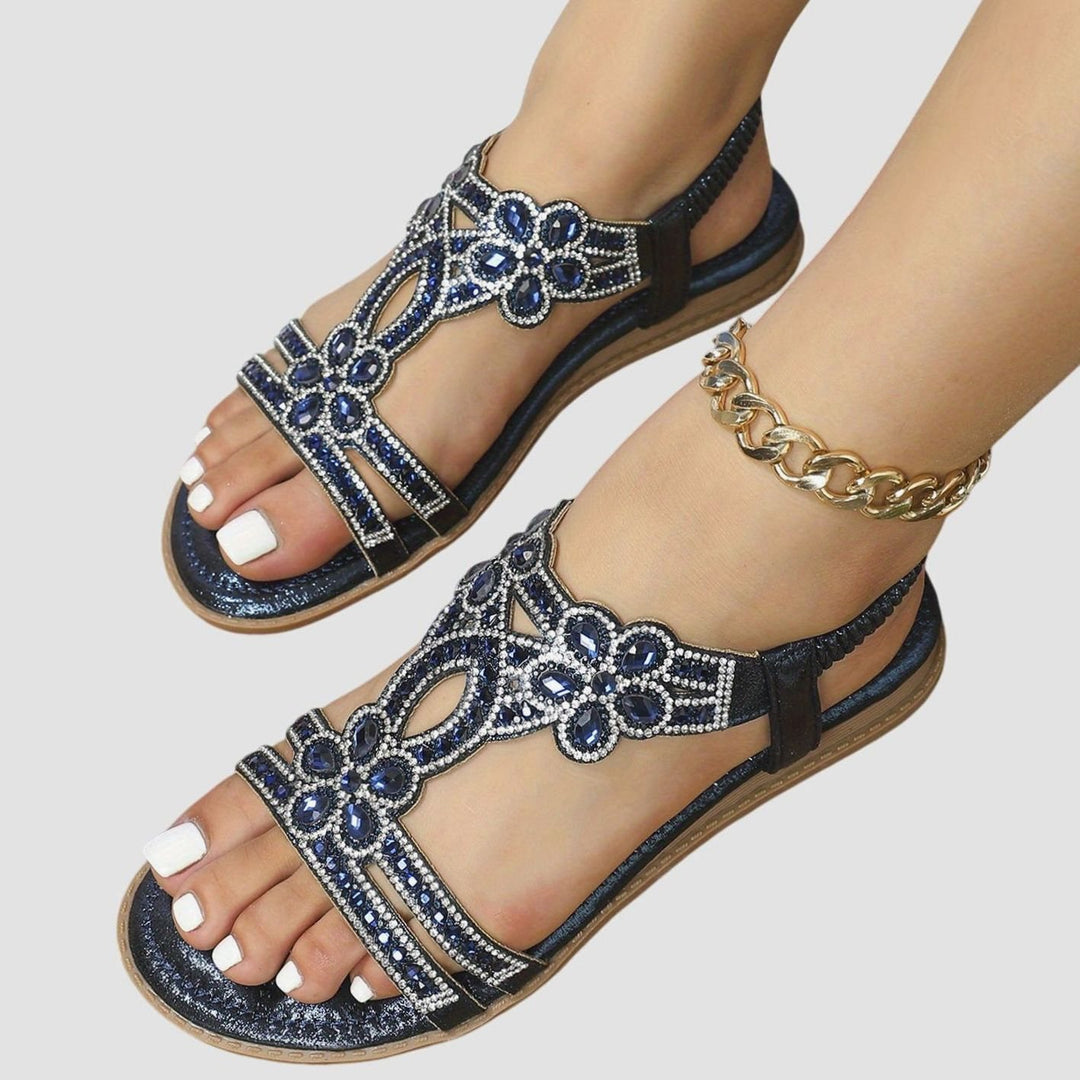 Women's Rhinestone Flat Slingback Orthopedic Sandals