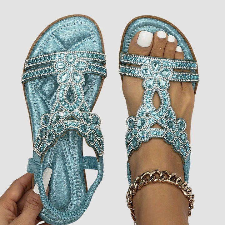 Women's Rhinestone Flat Slingback Orthopedic Sandals