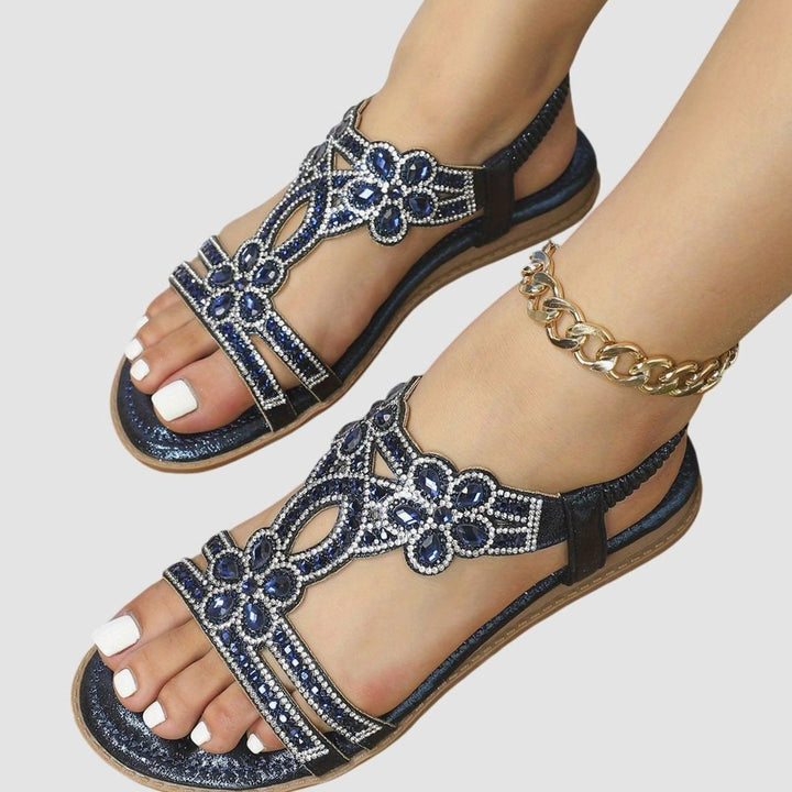 Women's Rhinestone Flat Slingback Orthopedic Sandals