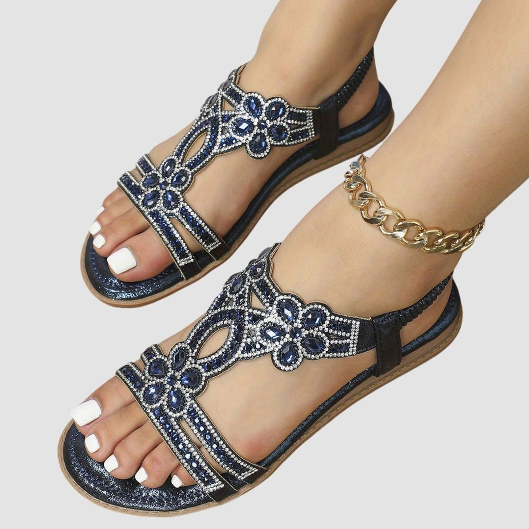 Women's Rhinestone Flat Slingback Orthopedic Sandals