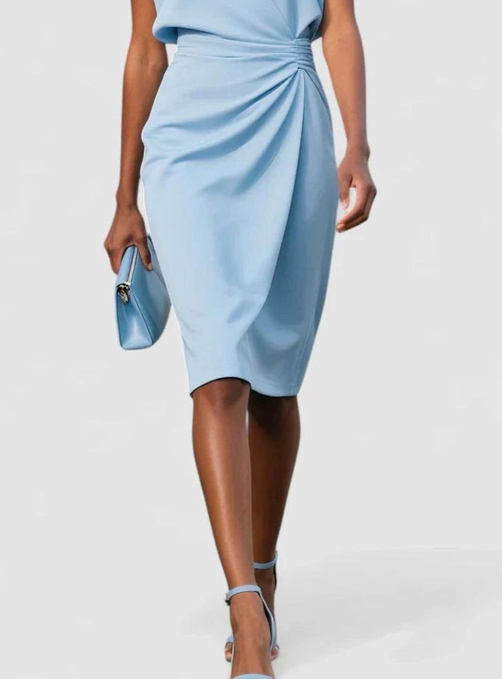 Women's Solid Color Dress Sleeveless Ruched Keyhole Midi Sheath