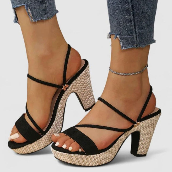 Women's Sophisticated Heels Open-Toe Strappy Platform Block-Heel Sandals