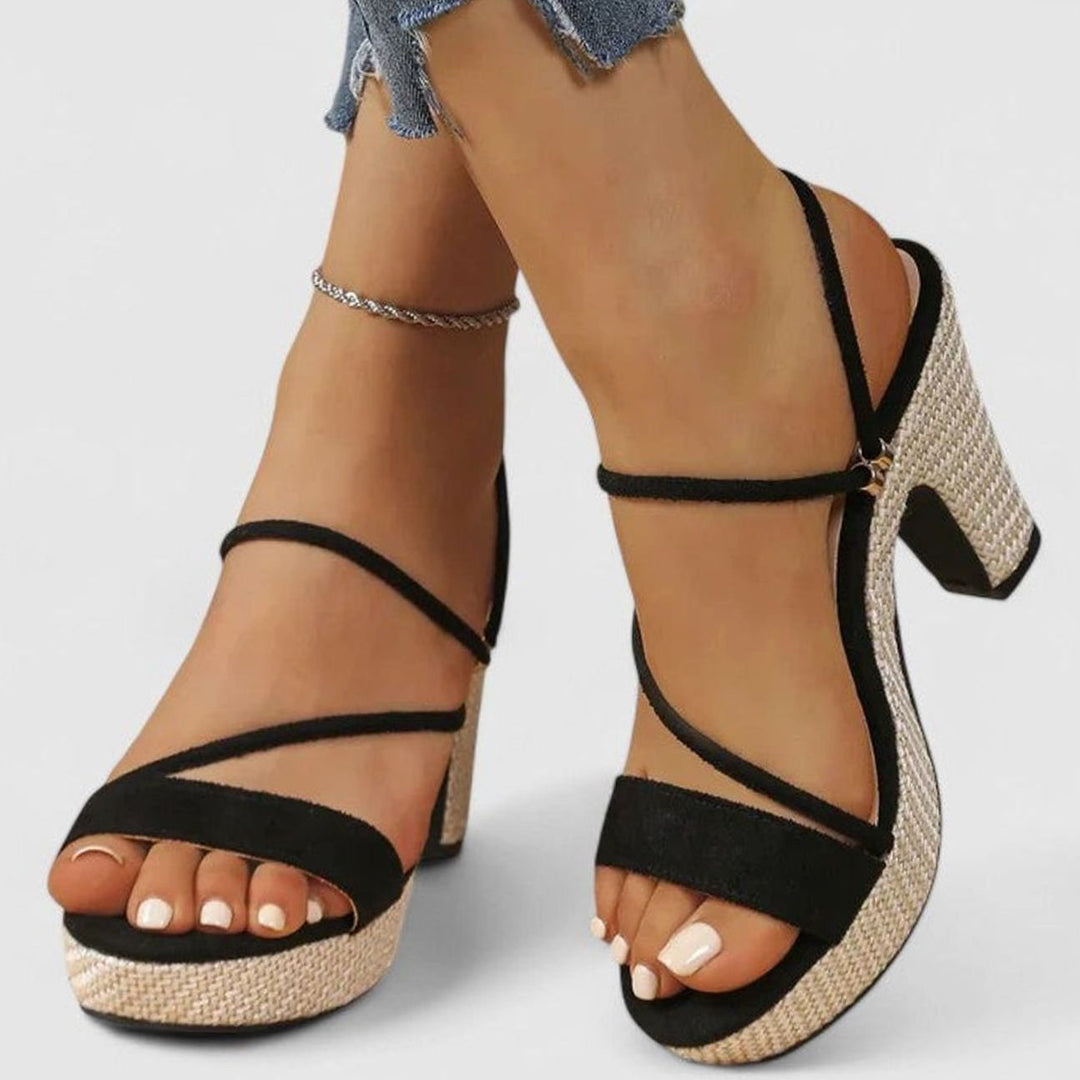 Women's Sophisticated Heels Open-Toe Strappy Platform Block-Heel Sandals