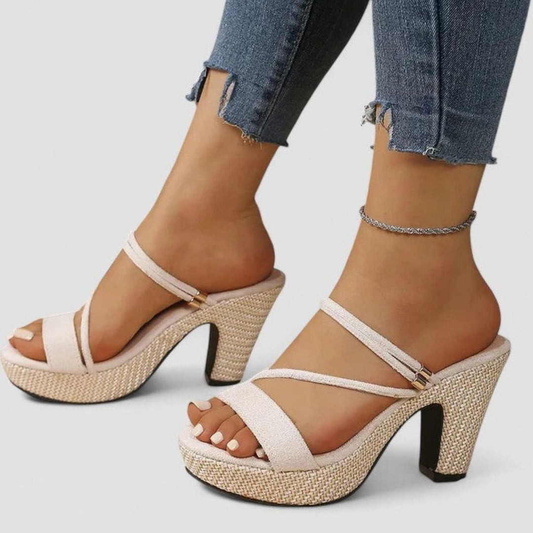 Women's Sophisticated Heels Open-Toe Strappy Platform Block-Heel Sandals