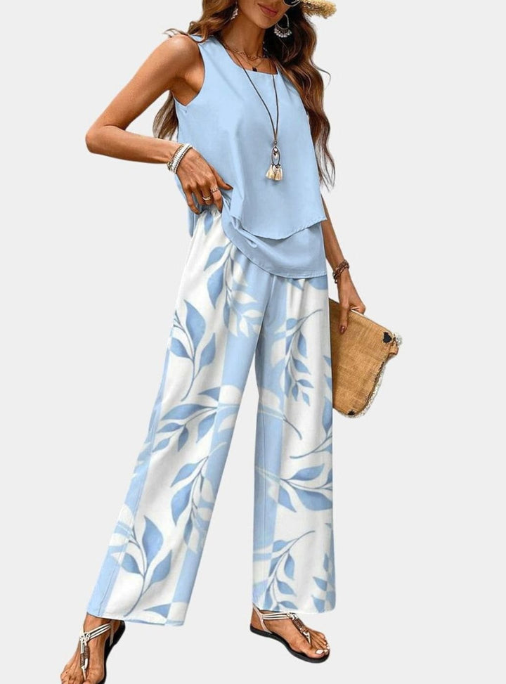 Women's Square-Neck Sleeveless Loose-Fit Floral 2-Piece Set