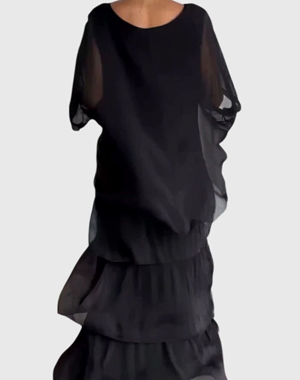 Women's Tiered Colorblock Maxi Elegant Dress Flowing Batwing Sleeve