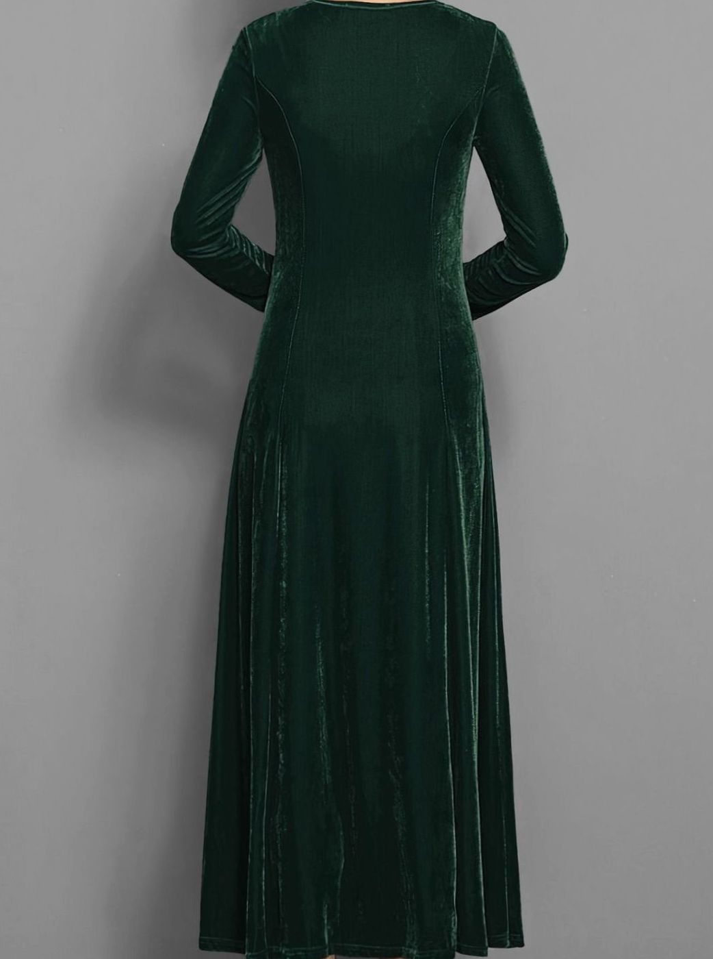 Women's Velvet Long-Sleeve A-Line Party Dress