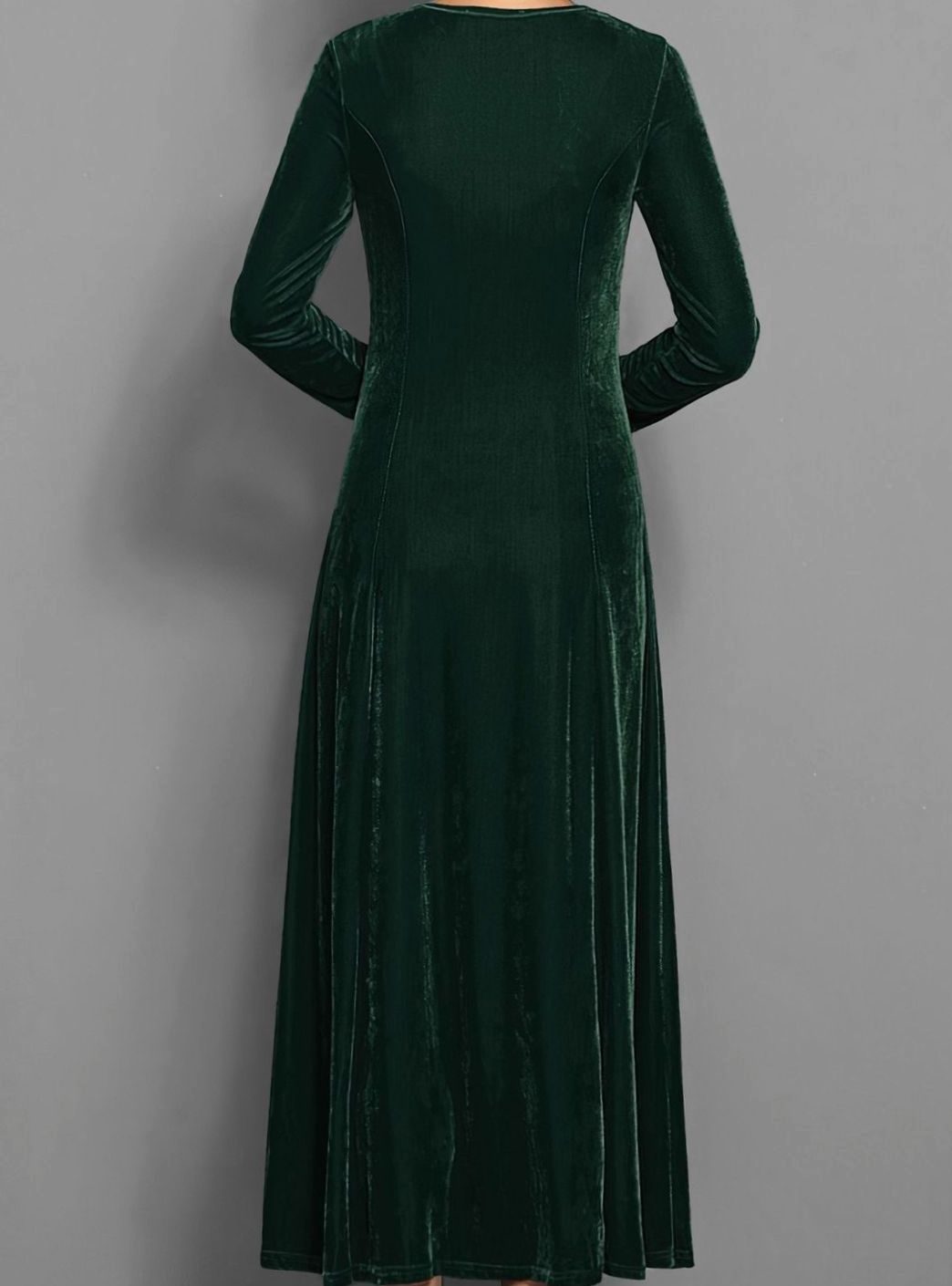 Women's Velvet Long-Sleeve A-Line Party Dress