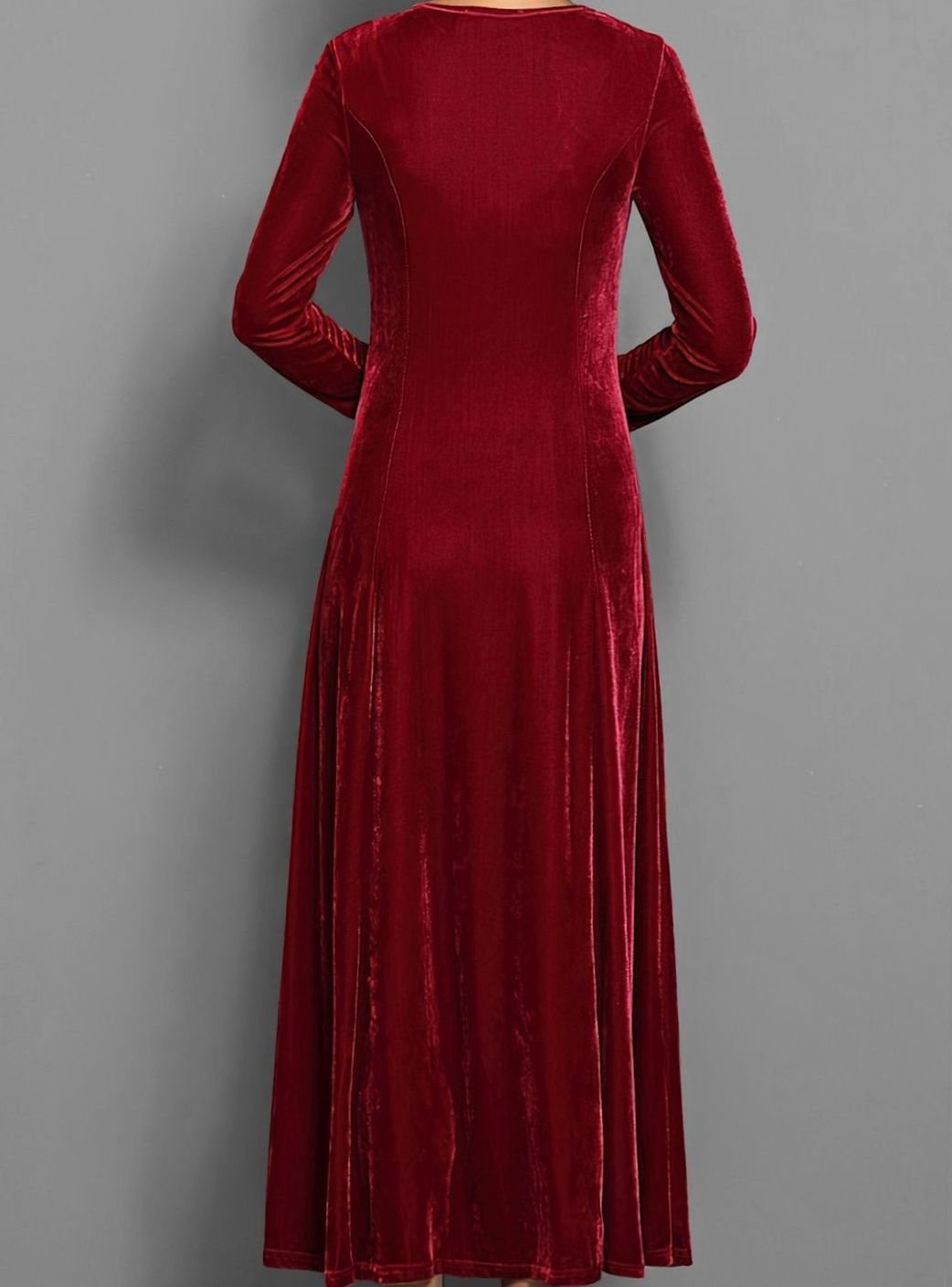 Women's Velvet Long-Sleeve A-Line Party Dress