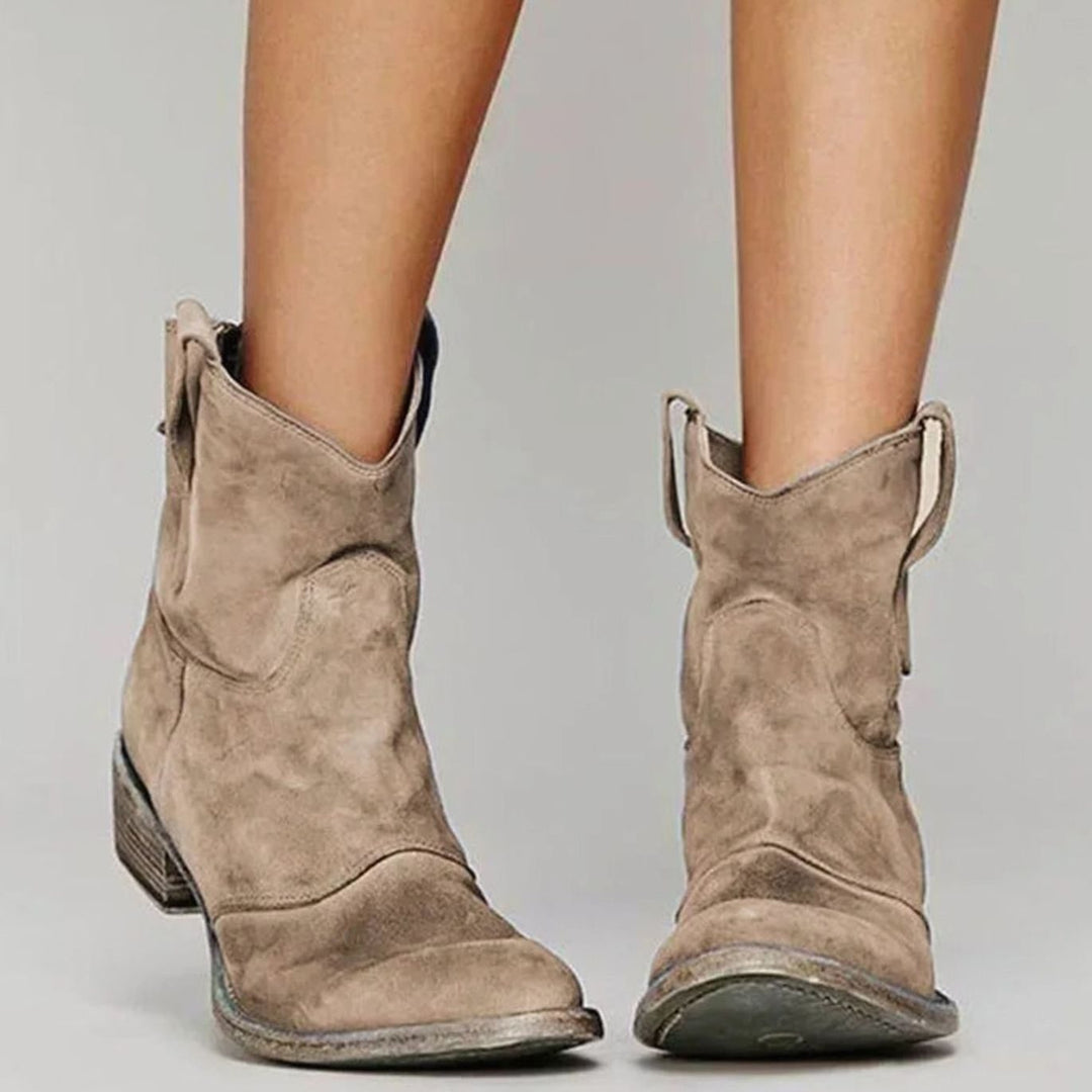 Women's Vintage Suede Pointed-Toe Western Cowboy Boots