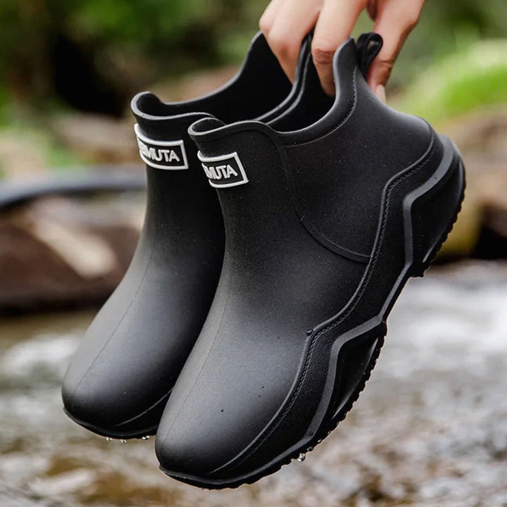 Women's Waterproof Chelsea Slip-On Rain Boots - Black
