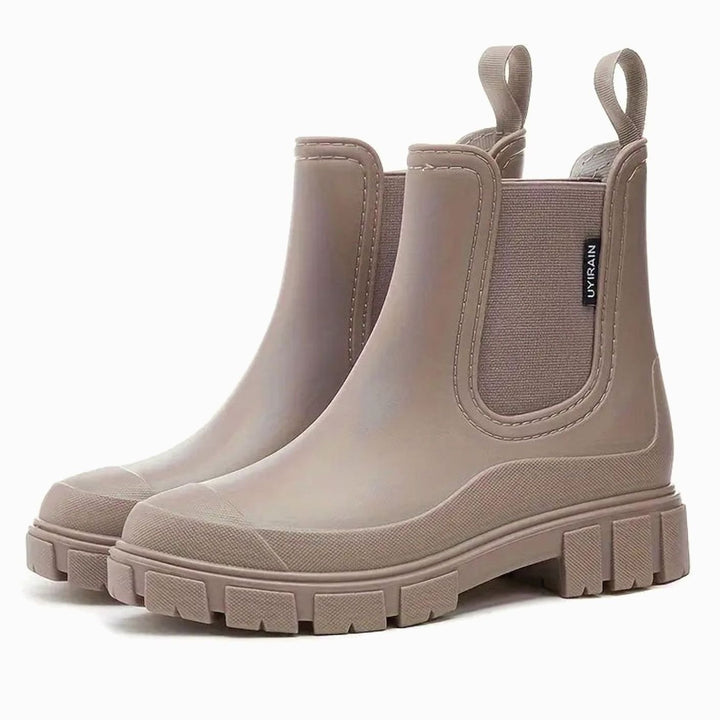 Women's Waterproof Slip-On Chelsea Boots Chunky Lug Sole - Brown