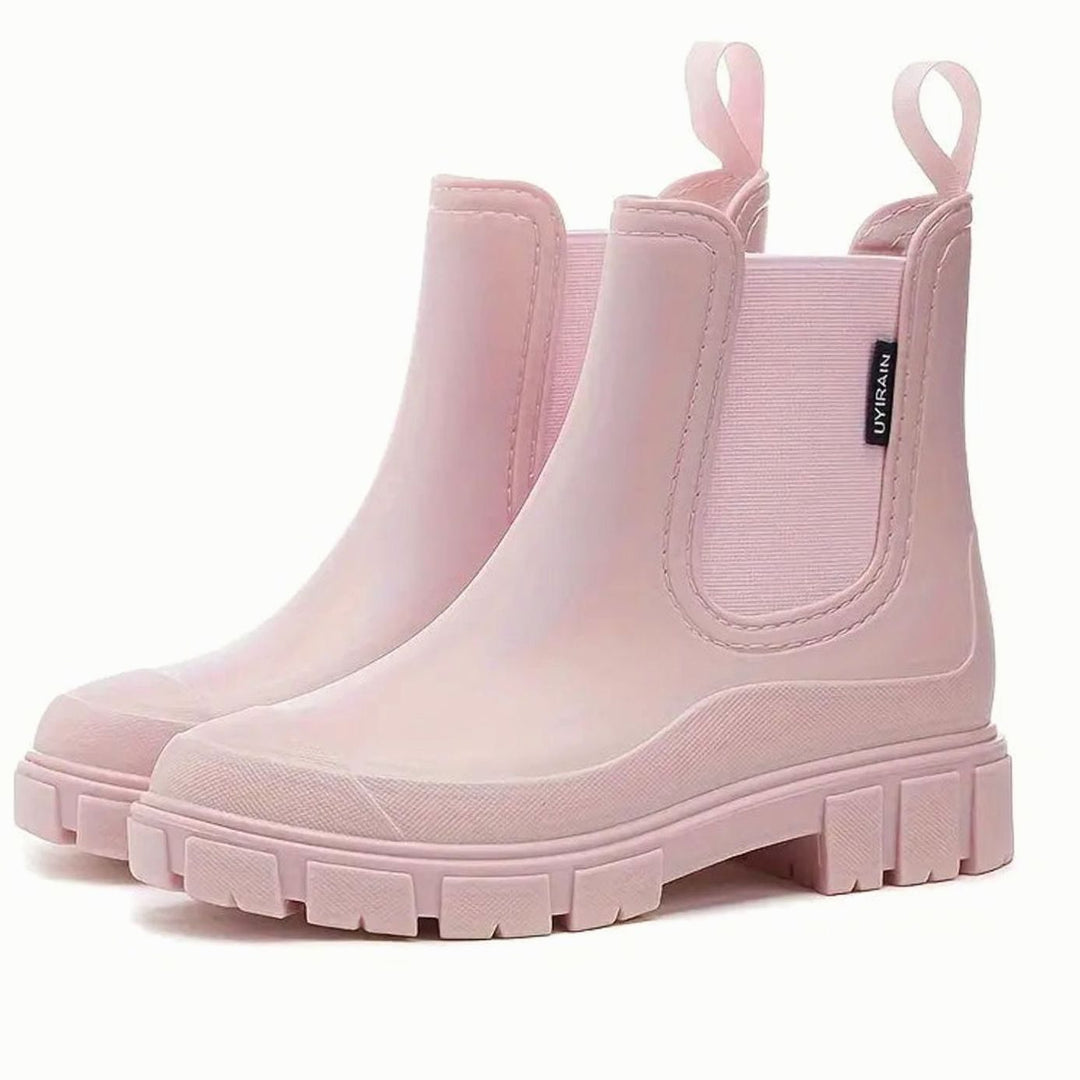Women's Waterproof Slip-On Chelsea Boots Chunky Lug Sole - Pink