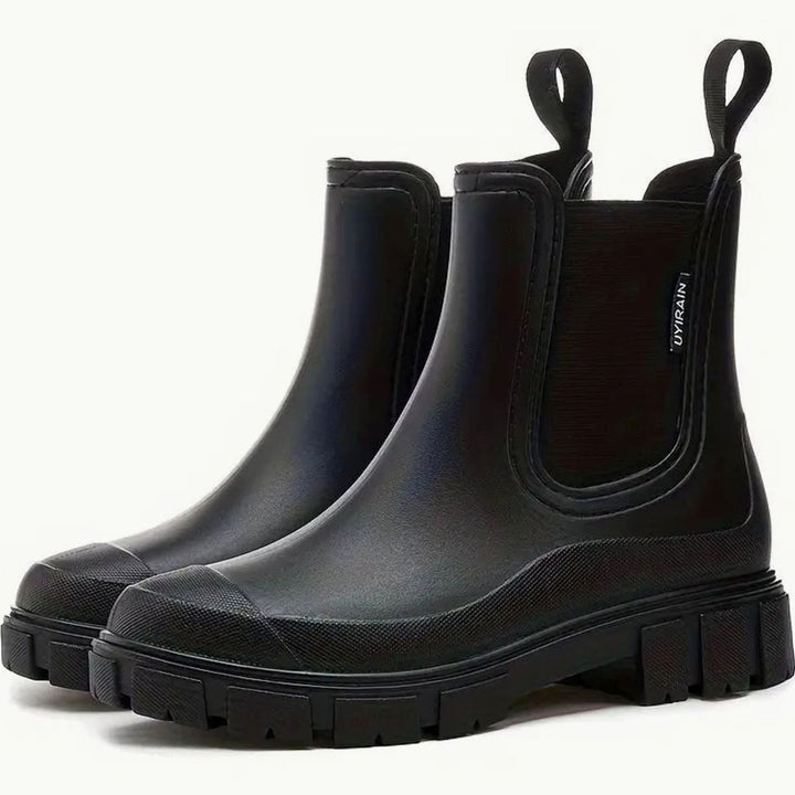 Women's Waterproof Slip-On Chelsea Boots Chunky Lug Sole - Black