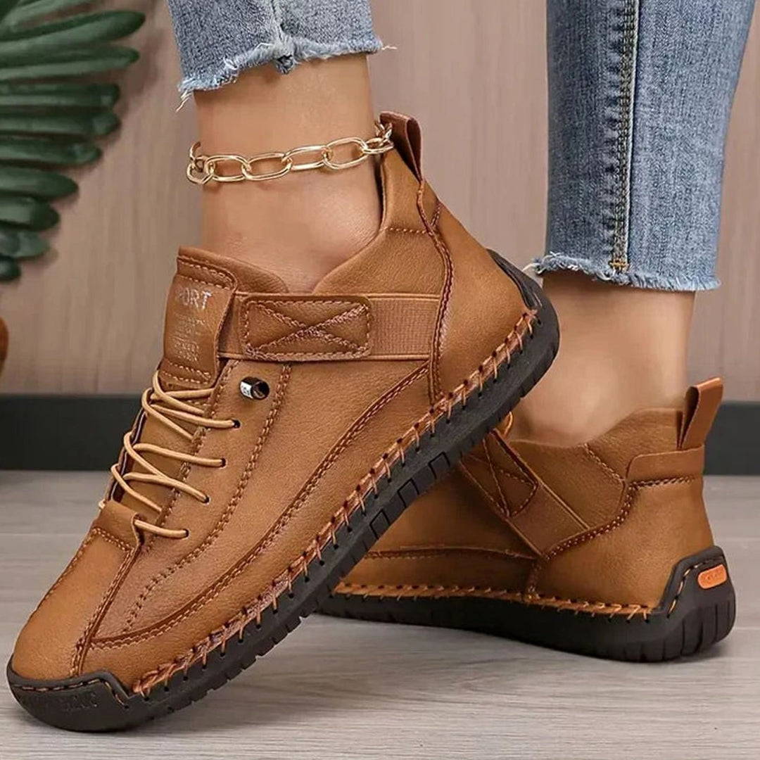 Women's Wide-Fit Orthopedic Slip-On Sneakers Elastic Side Panel - Brown