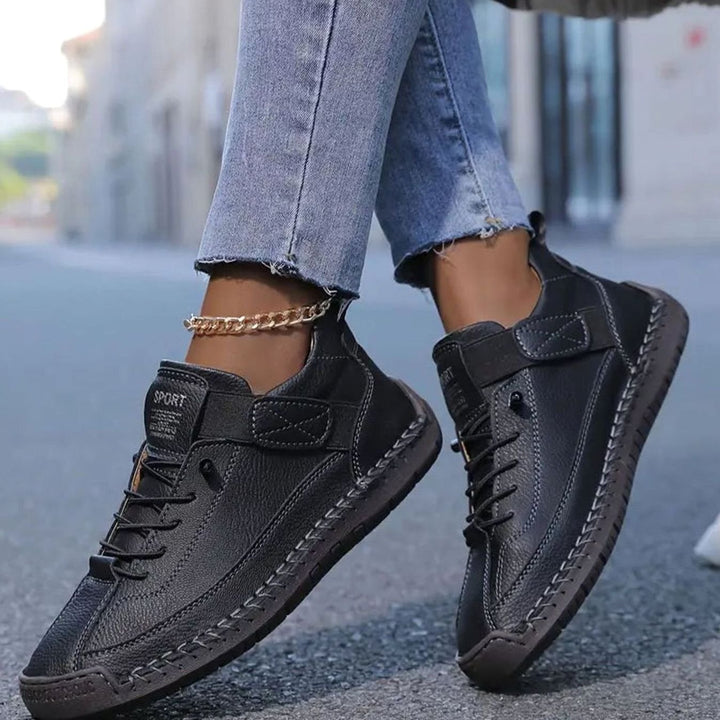 Women's Wide-Fit Orthopedic Slip-On Sneakers Elastic Side Panel - Black