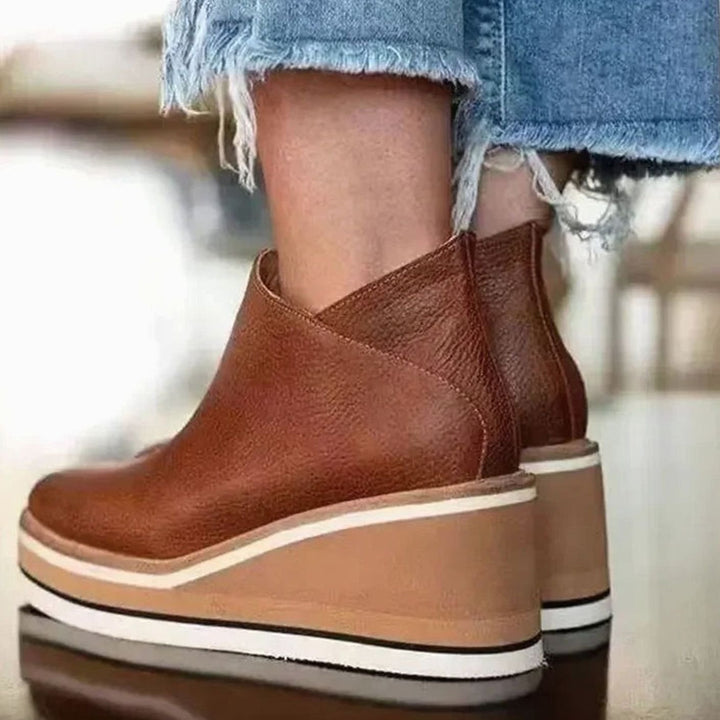 Women's Winter Wedge Platform Chelsea Boots Slip-On Ankle Booties