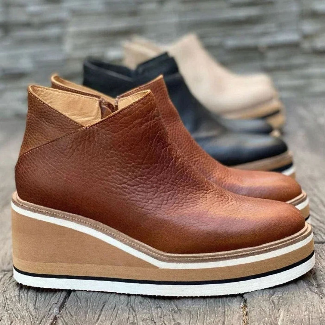 Women's Winter Wedge Platform Chelsea Boots Slip-On Ankle Booties