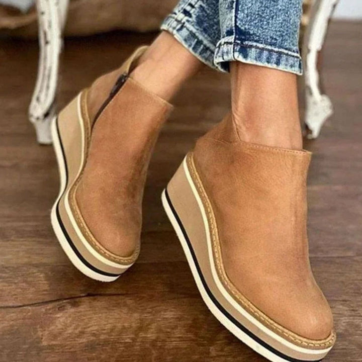 Women's Winter Wedge Platform Chelsea Boots Slip-On Ankle Booties
