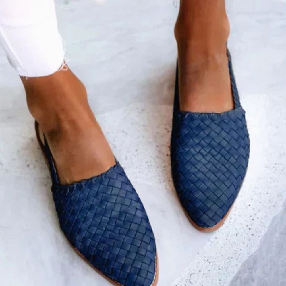 Women's Woven Closed-Toe Artisan Slip-On Flat Loafers - Blue