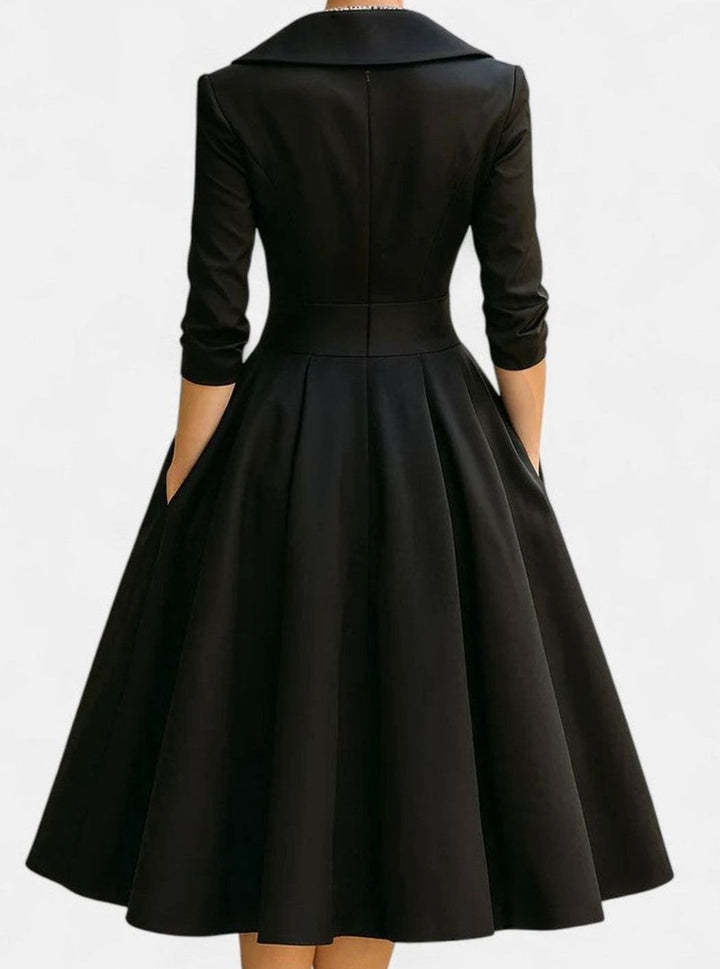 Women's Wrap-Front Satin A-Line Midi Dress Pockets